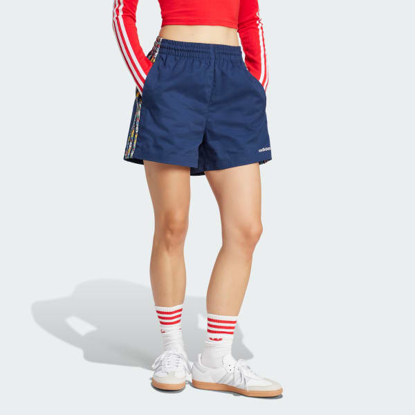Blue adidas Originals x Liberty London 3-Stripes Infill Shorts