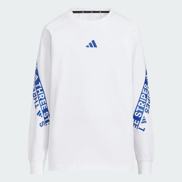 White 워딩 팩 루스 핏 싱글 저지 롱 슬리브 티 아동용