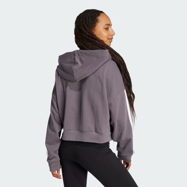 Cinzento Camisola com Capuz em Moletão 3-Stripes Essentials