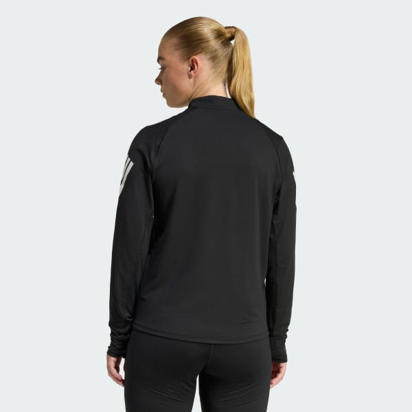 Schwarz adi365 Iconic Running Pullover mit Reißverschluss bis zur Brust