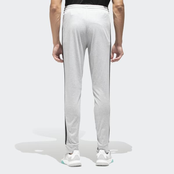 Grey ESSENTIALS FRENCH TERRY TAPERED-CUFF 3-STRIPES PANTS