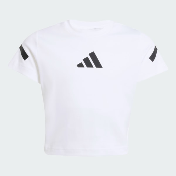 สีขาว เสื้อครอปรัดรูป adidas Z.N.E. สำหรับเด็ก