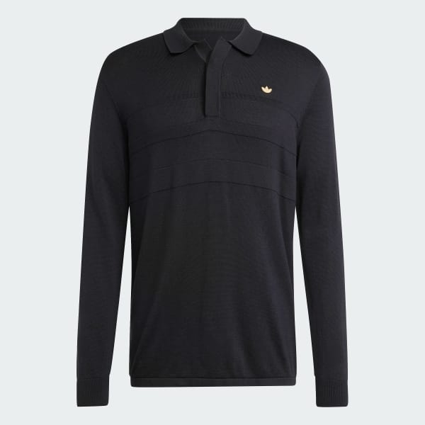 adidas Premium Long Sleeve Polo Shirt Black adidas UK