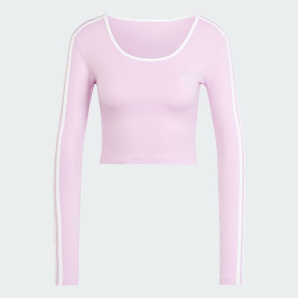 Lilla Adicolor 3-Stripes Long Sleeve Crop T-shirt