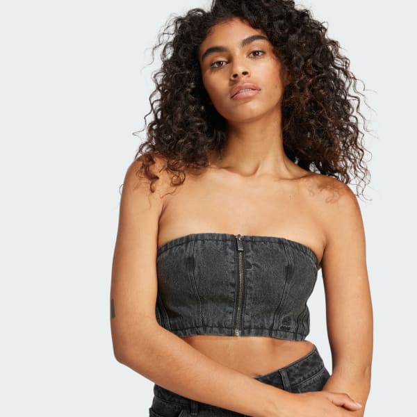 ★ adidas★ ADILENIUM 2 Washed Denim Tube Top Black JM9280 adidas Adilenium Season 2 Washed Denim Tube Top - Black
