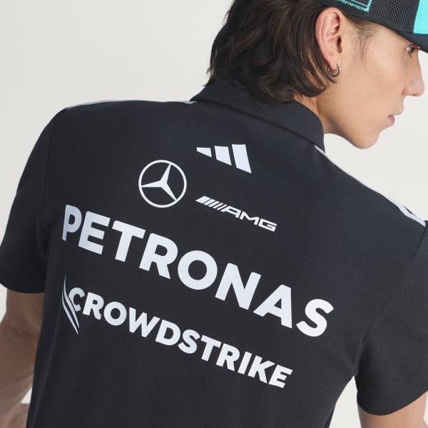 ブラック MERCEDES AMG PETRONAS F1 チーム エンジニア ポロシャツ