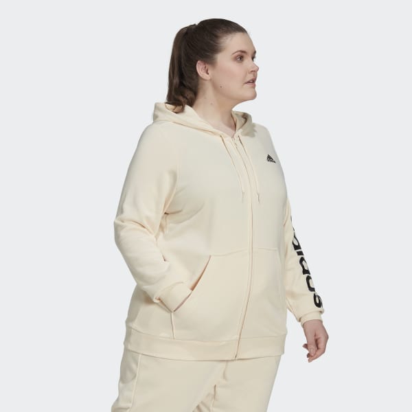 Beige Essentials Logo Full-Zip Hoodie (Plus Size) 28802