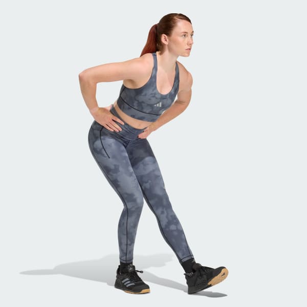 Black adi365 Running Pocket Graphic Medium Support Bra