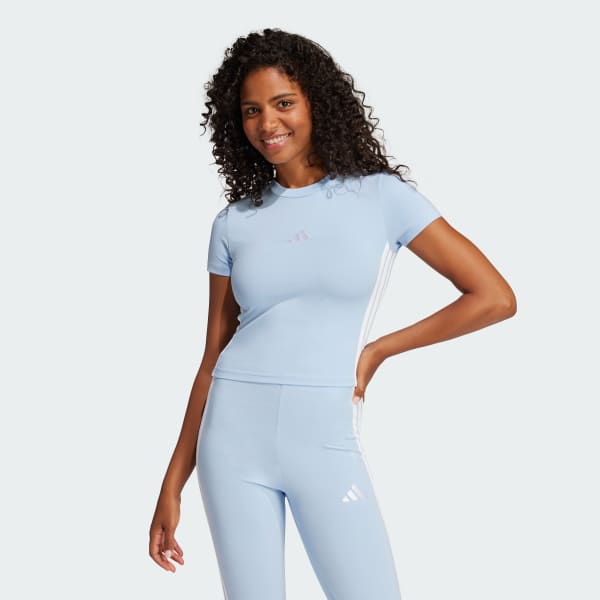 Niebieski Koszulka Essentials 3-Stripes Slim Baby