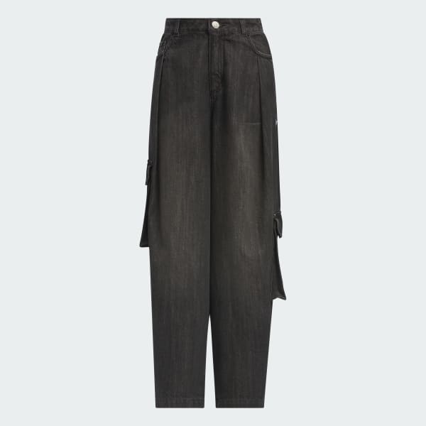 Black Soft Denim Cargo Pants