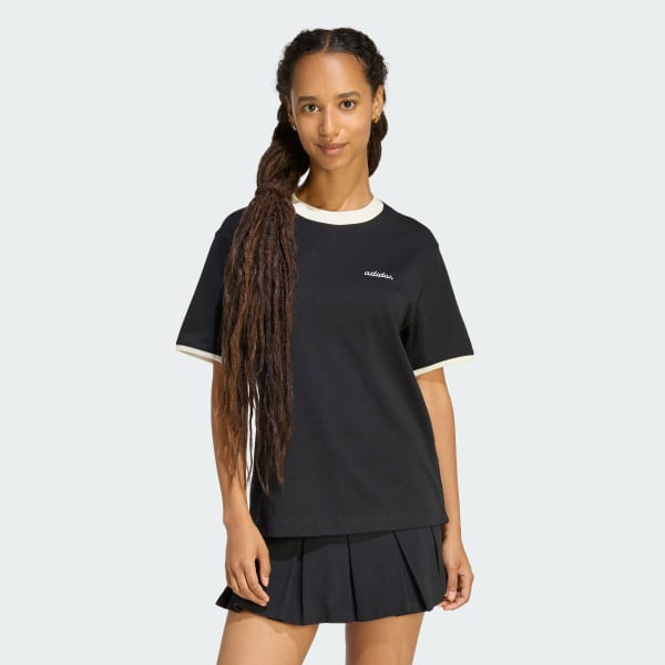 Black Seasonal Essentials Colorpop T-Shirt with Embroidered Graphic