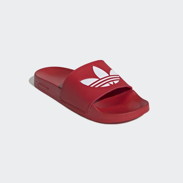 red and white adidas slides