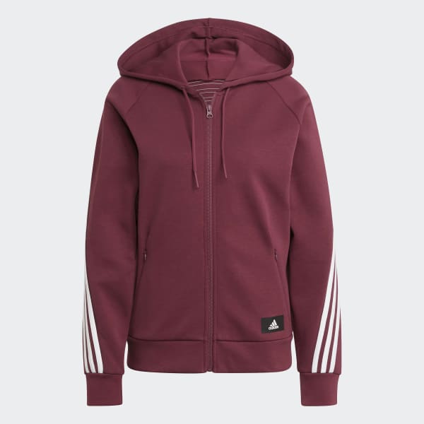 Burgundy adidas Sportswear Future Icons 3-Stripes Hooded Track Top T4530