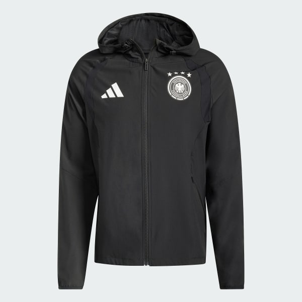 adidas Germany Tiro Travel Full Zip Windbreaker - Black | Free