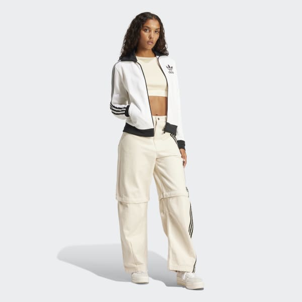 DIESEL ホワイト 長袖 クロップド リブ　トップス adidas（アディダス） tシャツ リブ長袖クロップトップ / アディダス