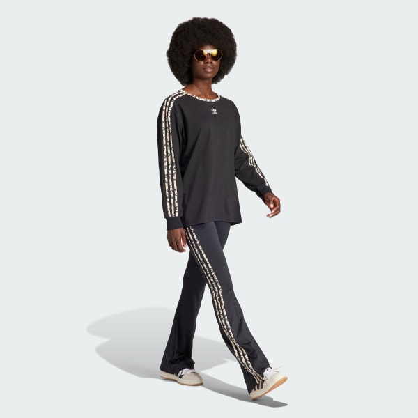 adidas Originals Leopard Luxe 3-Stripes Long Sleeve Tee - Black, Women's  Lifestyle