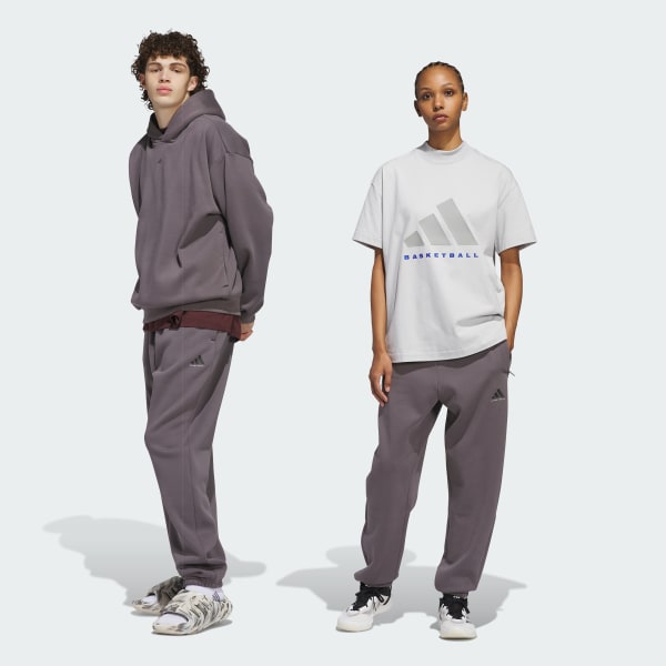 Grey adidas Basketball Fleece Joggers (Gender Neutral)