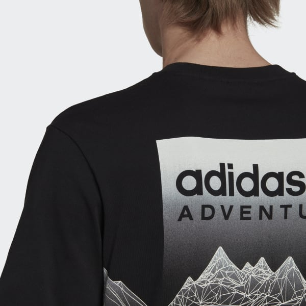 Preto Camiseta adidas Adventure Mountain Back QD373