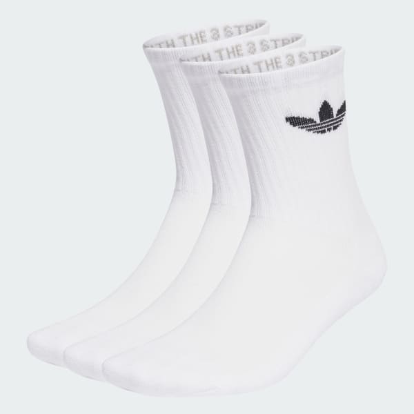 White Trefoil Cushion Crew Socks 3 Pairs