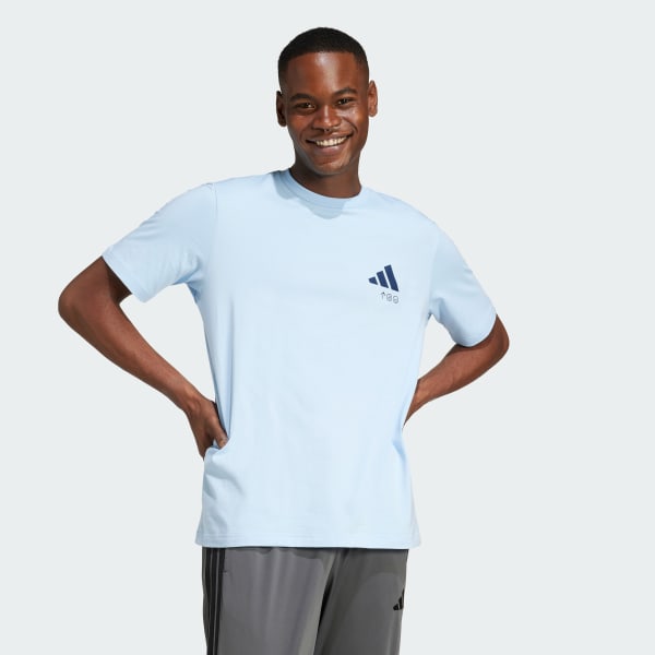 adidas Lounge Verbiage Friends of Sport Graphic Tee - Blue