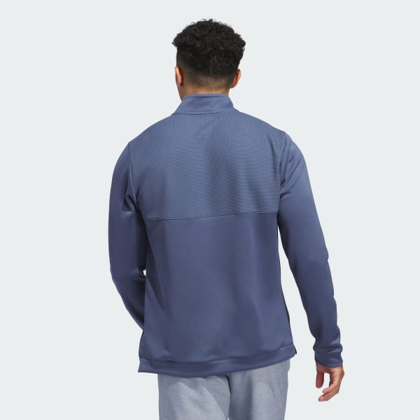 blauw Ultimate365 Textured Sweater met Korte Rits