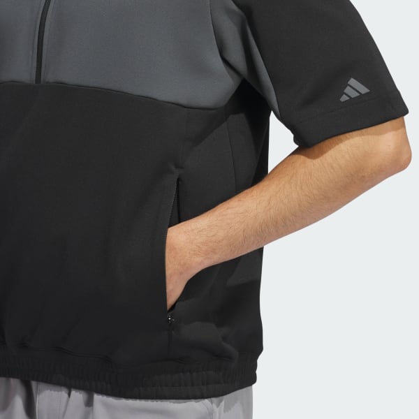 adidas Ultimate365 Short Sleeve Half Zip Pullover - Black | Free