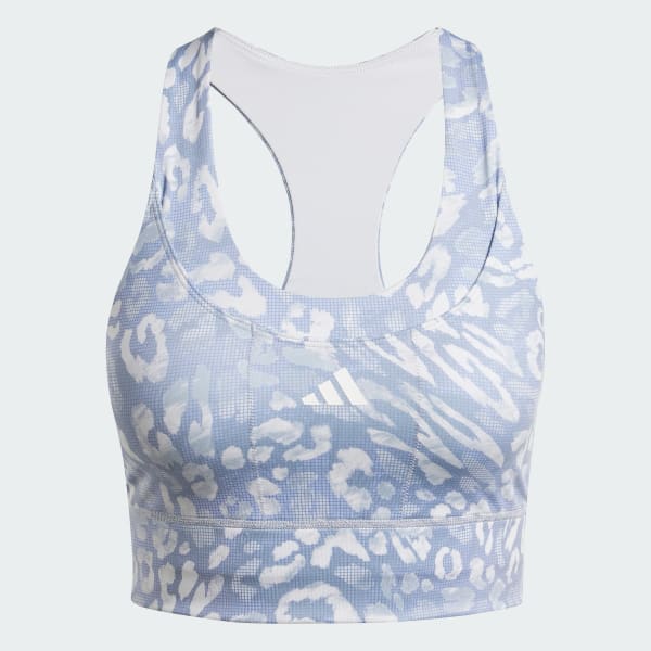 Grey Own the Run Pocket Medium Support Print Bra