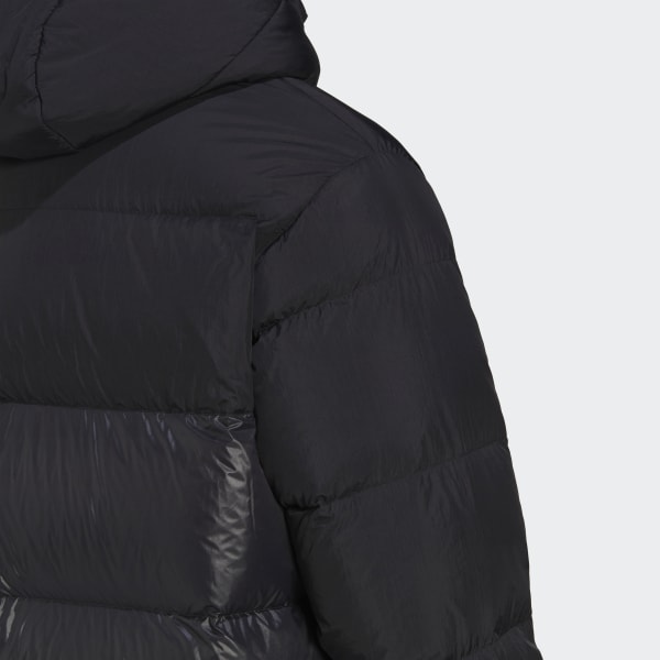 Schwarz Down Regen Hooded Puffer Daunenjacke CT383