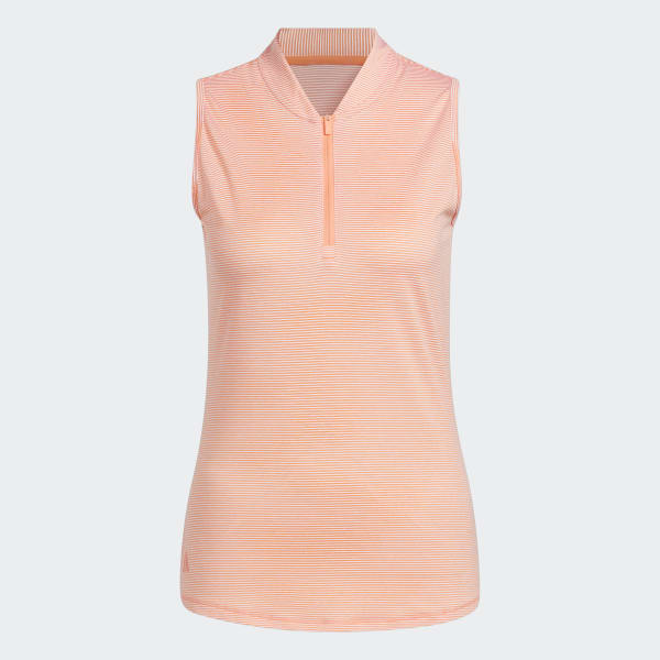 Orange Two-Color Ottoman Sleeveless Golf Poloshirt