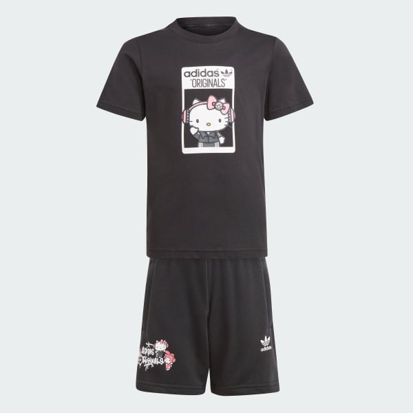 Negro Conjunto de Polera Corta adidas Originals x Hello Kitty