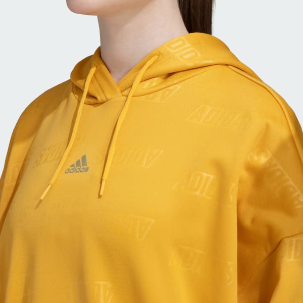 Adidas Women Hoodies Embossed Monogram Fleece Hoodie