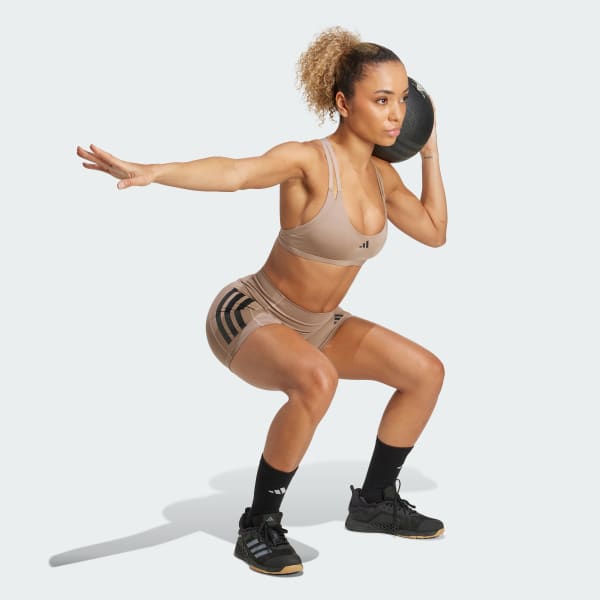 Brown Optime 3-Stripes 1/4 Short Leggings