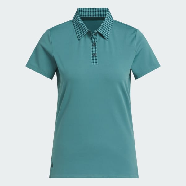 adidas Ultimate365 Gingham Short Sleeve Polo Shirt - Green