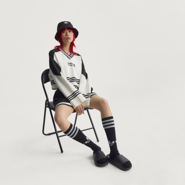 Blanc Sweat-shirt ras-du-cou Blocking