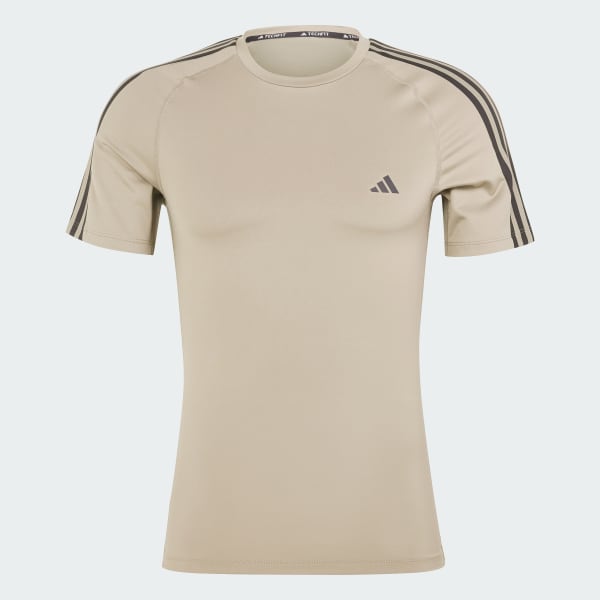 สีเขียว เสื้อยืดเทรนนิง Techfit 3-Stripes