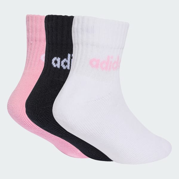 White Outlet Value Linear Kids Ankle Socks 3 Pairs