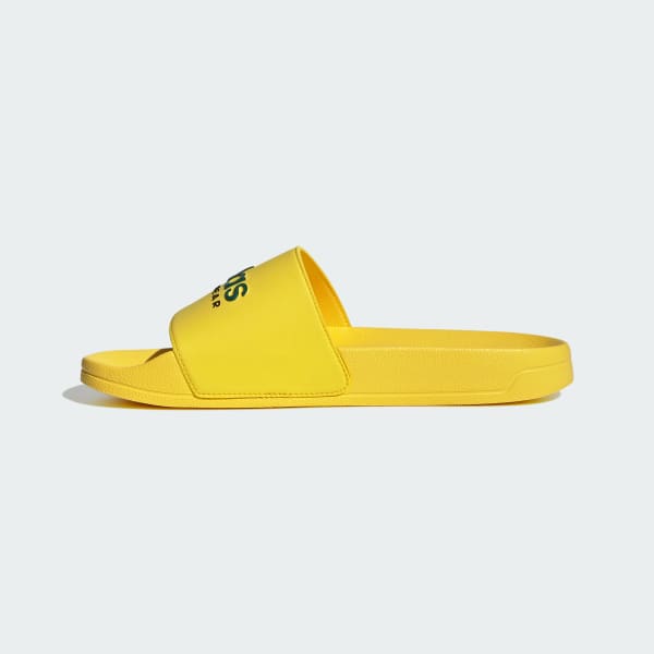 Flip Flops Adidas Neon Yellow Slides Adilette Textured-Stripe Slides