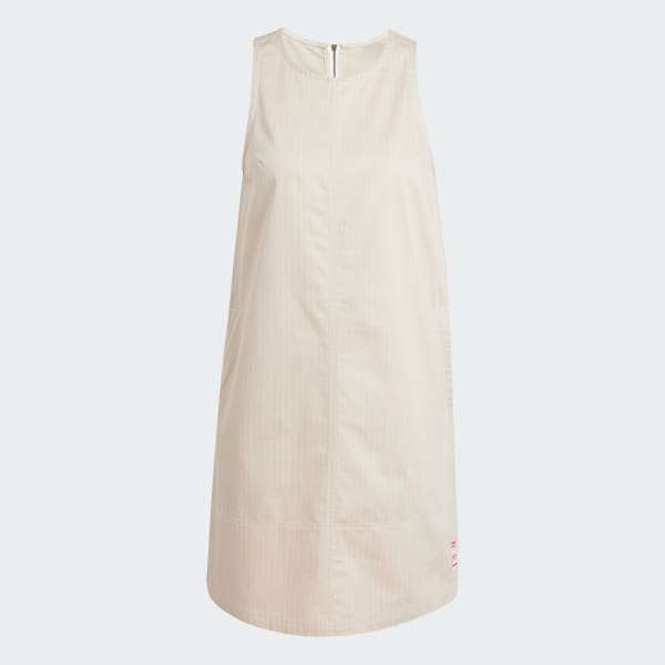 Beige Vestido Estampado Dungaree Midi