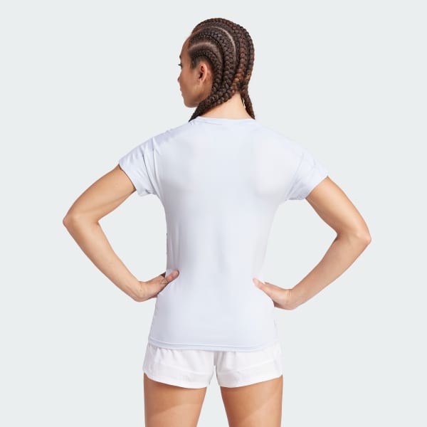 Blue AEROREADY Train Essentials Minimal Branding V-Neck Tee