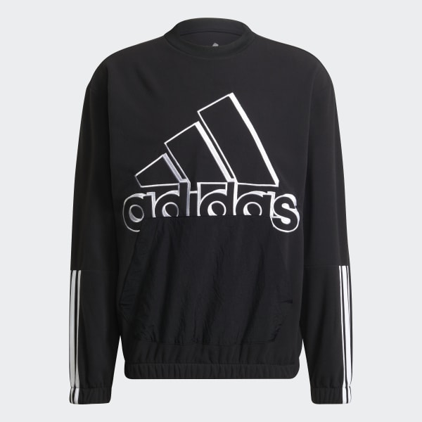 Black Essentials Polar Fleece Giant Logo Sweatshirt (Gender Neutral) IZA13