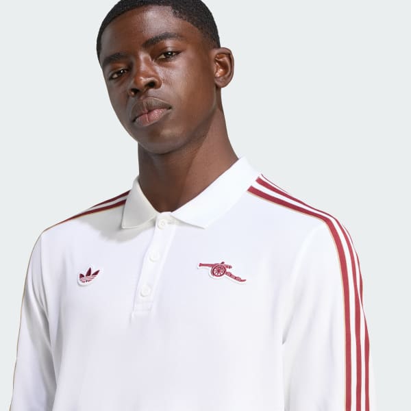 adidas Arsenal Terrace Icons Long Sleeve Polo Shirt - White