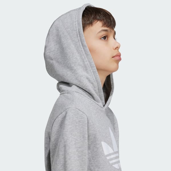 Childrens Adidas Grey Kids Originals Trefoil Hoodie