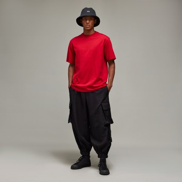 Kirmizi Y-3 Grafik Kısa Kollu Tişört