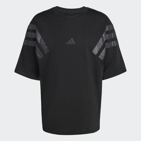 Black FUTURE ICONS WOVEN THREE STRIPE T SHIRT