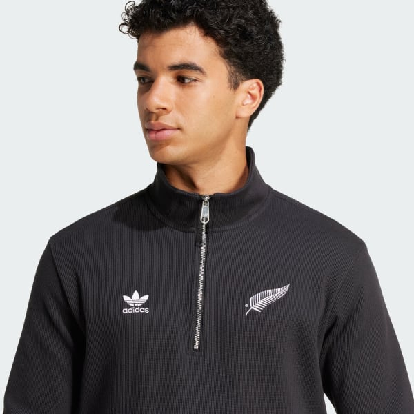 adidas All Blacks Essentials Half-Zip Waffle Sweatshirt
