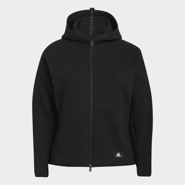 Black adidas Sportswear Mission Victory Full-Zip Hoodie (Plus Size) YY534
