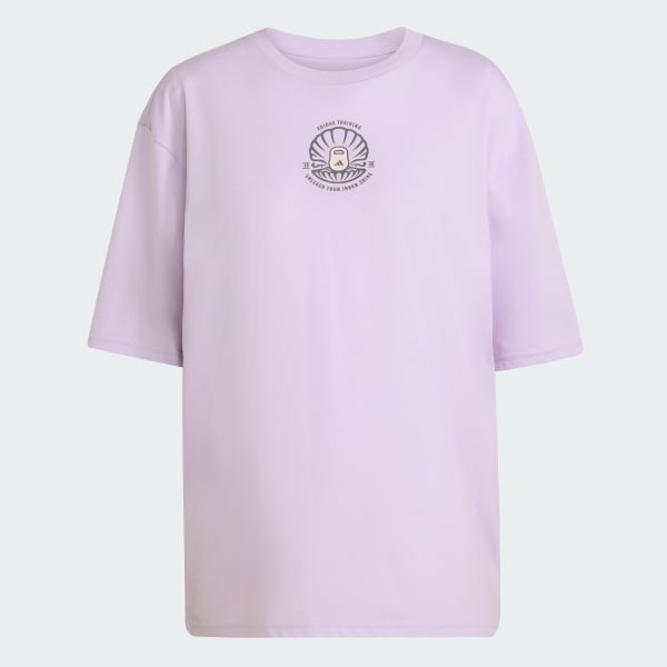 สีม่วง เสื้อยืดเทรนนิงพิมพ์ลาย CLIMACOOL Strength