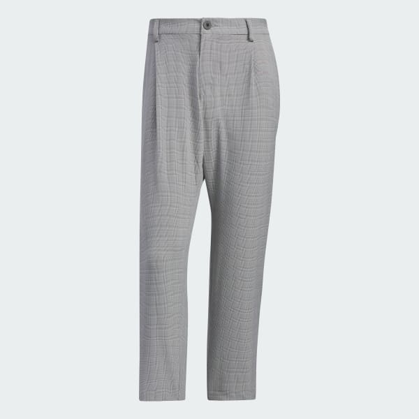 White Checked Pattern Ankle Pants