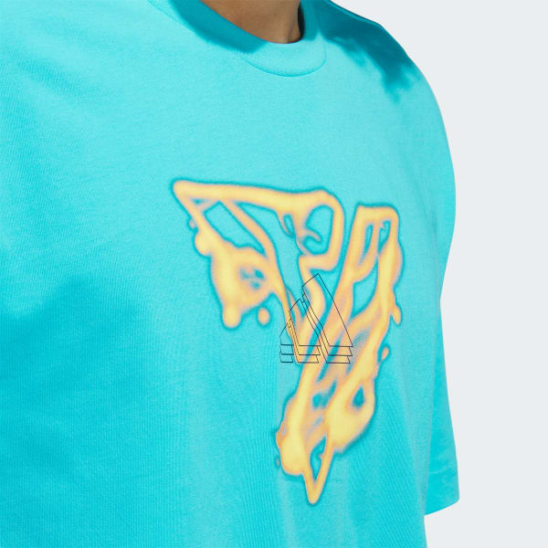 Adidas Trae Young Icy Fire Graphics Signature Basketball Graphic Tee - Men - Lucid Cyan - XL