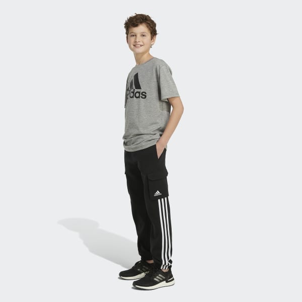 adidas Elastic Waistband 3-Stripe Cotton Fleece Jogger - Black, Kids'  Training